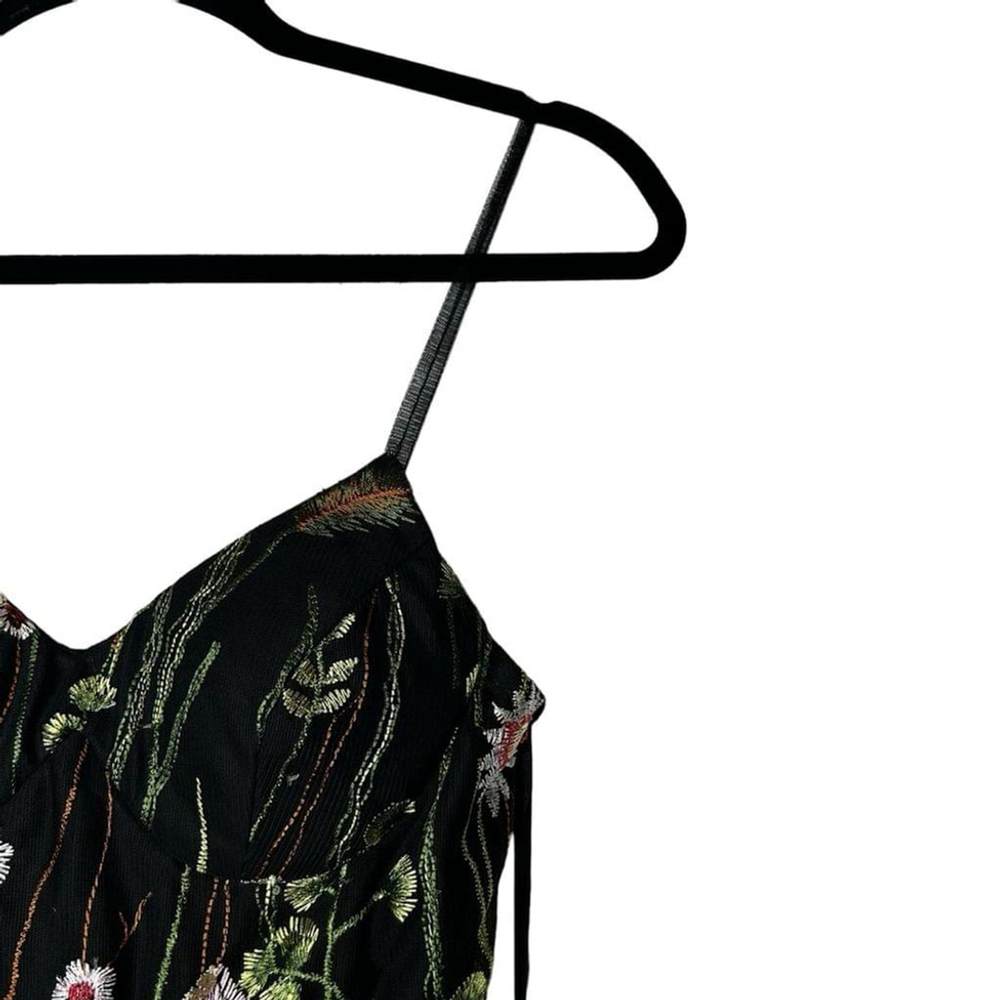 Mac Duggal Black Floral Multi EMBROIDERED BUSTIER A-Line Cocktail Dress Size 0 - Picture 6 of 16